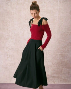 The Tie Strap Off-the-shoulder Tee -Outlet Dress Mix Up Store 240114 Rihoas 38