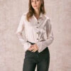 The Apricot Striped Wide Cuff Satin Shirt