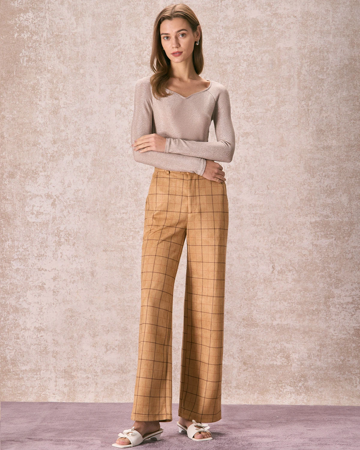 The Khaki High Waisted Plaid Wide Leg Pants 3 The Khaki High Waisted Plaid Wide Leg Pants - Image 3