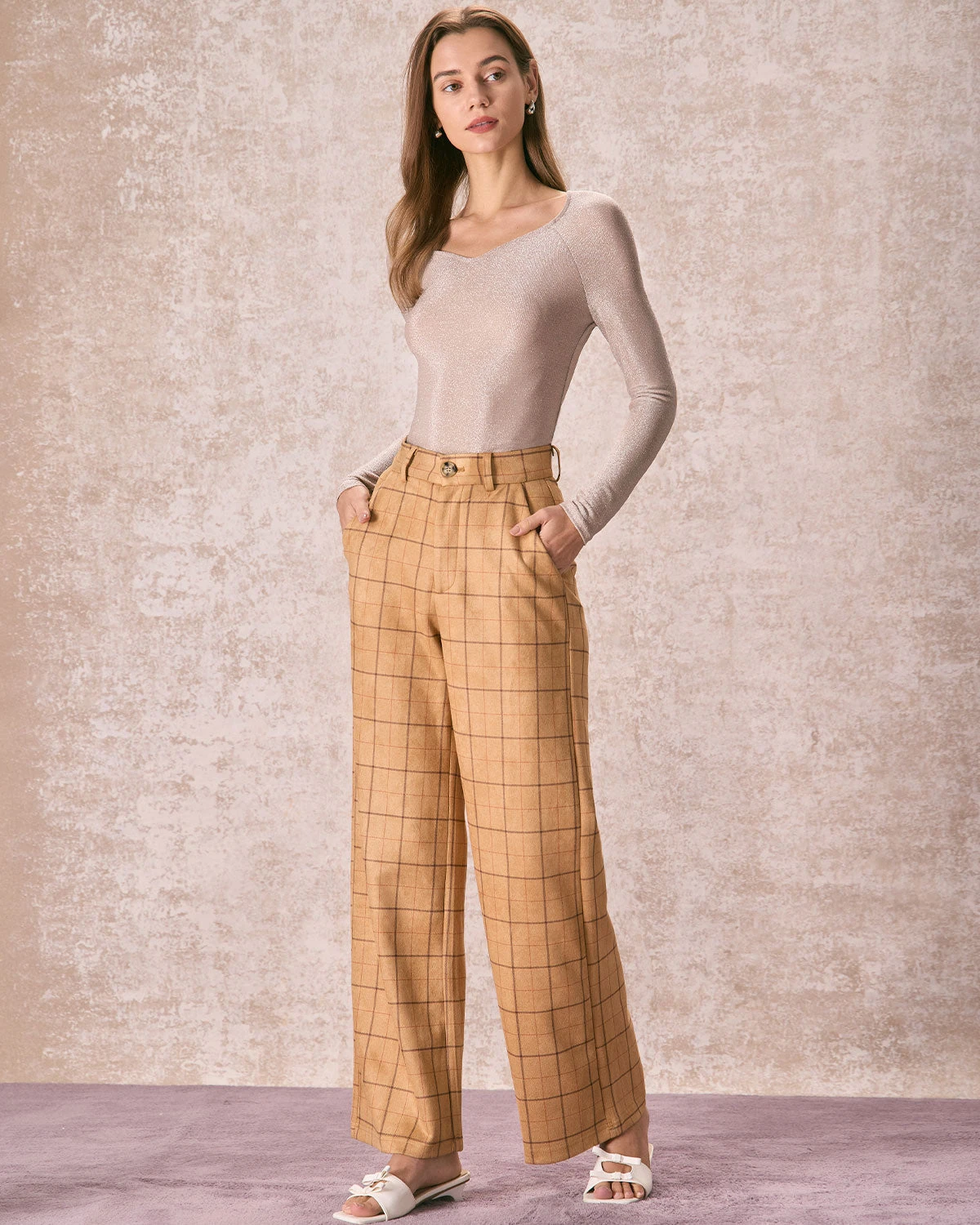 The Khaki High Waisted Plaid Wide Leg Pants 4 The Khaki High Waisted Plaid Wide Leg Pants - Image 4