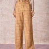 The Khaki High Waisted Plaid Wide Leg Pants