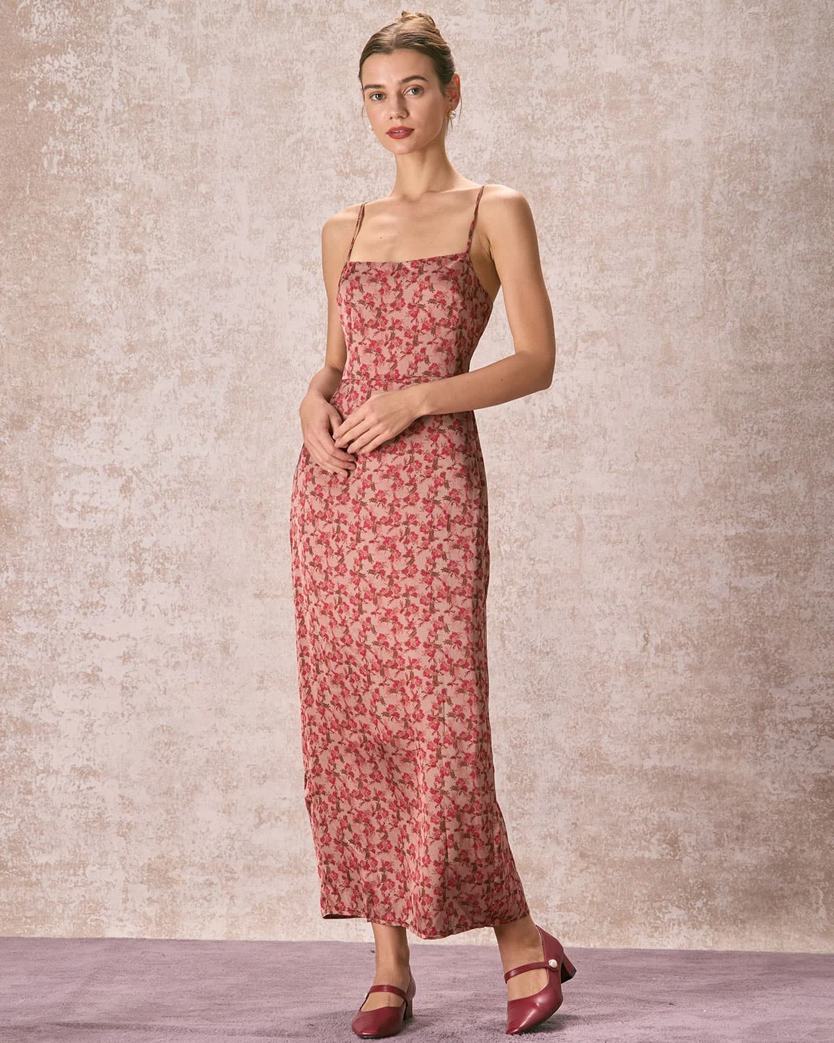 The Brick Red Floral Slit Maxi Dress 1 The Brick Red Floral Slit Maxi Dress