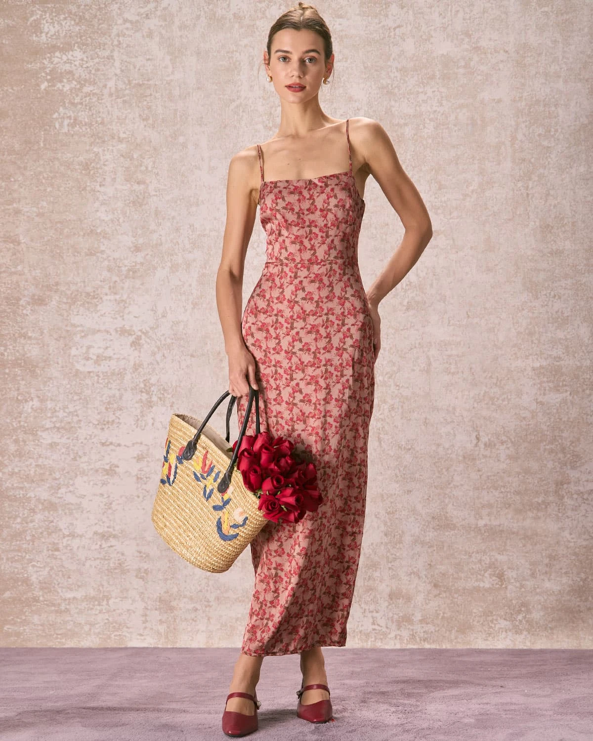 The Brick Red Floral Slit Maxi Dress 4 The Brick Red Floral Slit Maxi Dress - Image 4