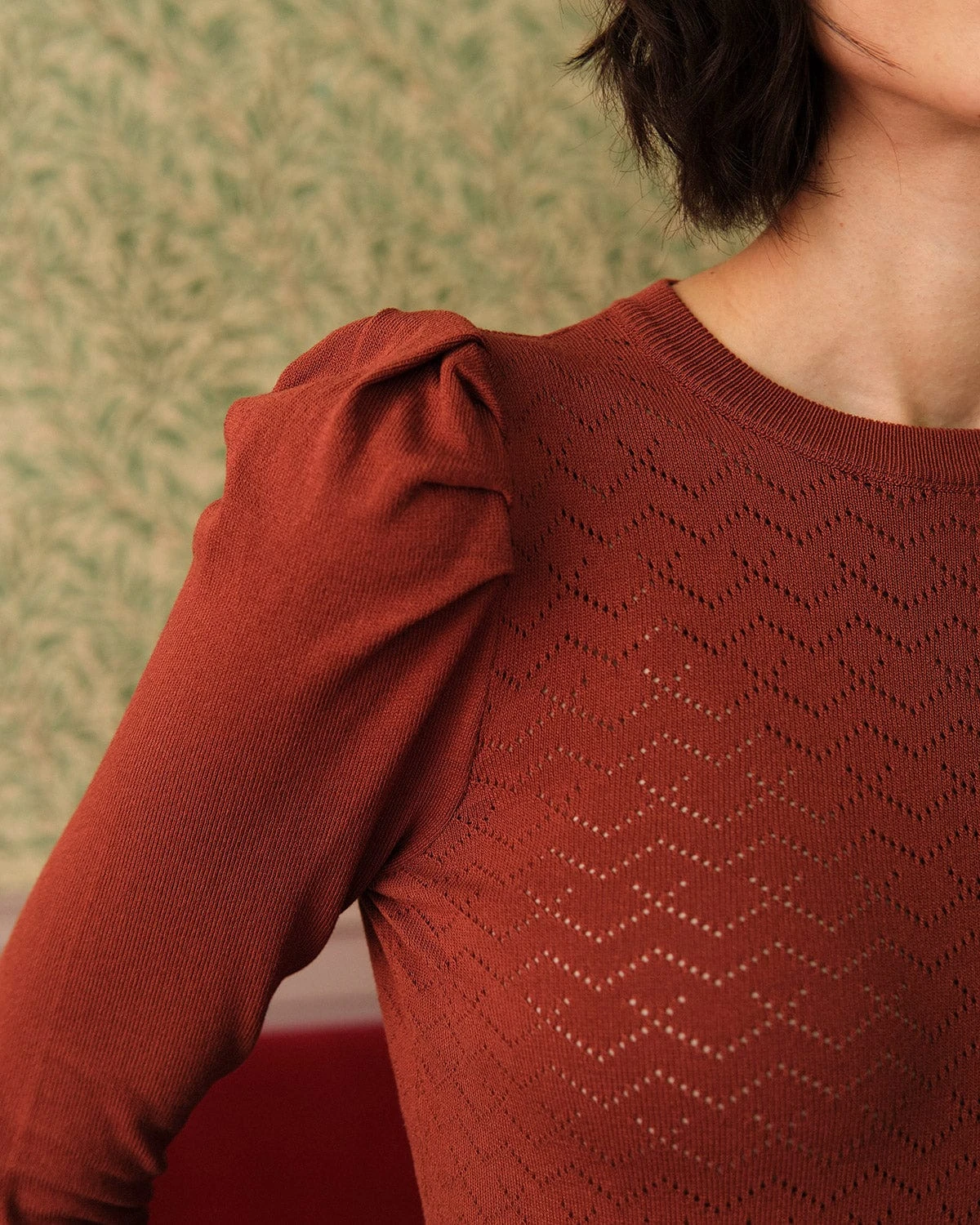 The Solid Puff Sleeve Slim-fitting Knit Top 2 The Solid Puff Sleeve Slim-fitting Knit Top - Image 2