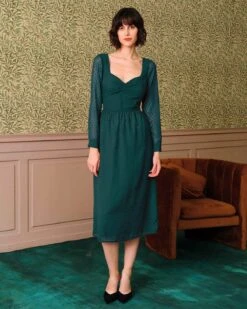 The Sweetheart Neckline Sheer Sleeve Midi Dress -Outlet Dress Mix Up Store 2 1 dd360fea 9285 4cd0 85c3 9e455a6f6cc4 164126