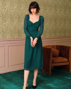 The Sweetheart Neckline Sheer Sleeve Midi Dress -Outlet Dress Mix Up Store 2 2 7e66e465 de6d 4696 a8f4 f4b8693dc524 953023