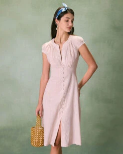 The Beige Cap Sleeve Split Hem Midi Dress -Outlet Dress Mix Up Store 2 4f1e3d86 4148 43c1 b41e 33504d1b7109
