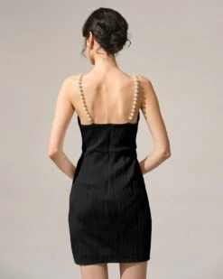 The Black Water Ripple Textured Pearl Strap Mini Dress -Outlet Dress Mix Up Store 3 363ea1b8 d847 48cd 89bb 8ce44898c6dc 160730