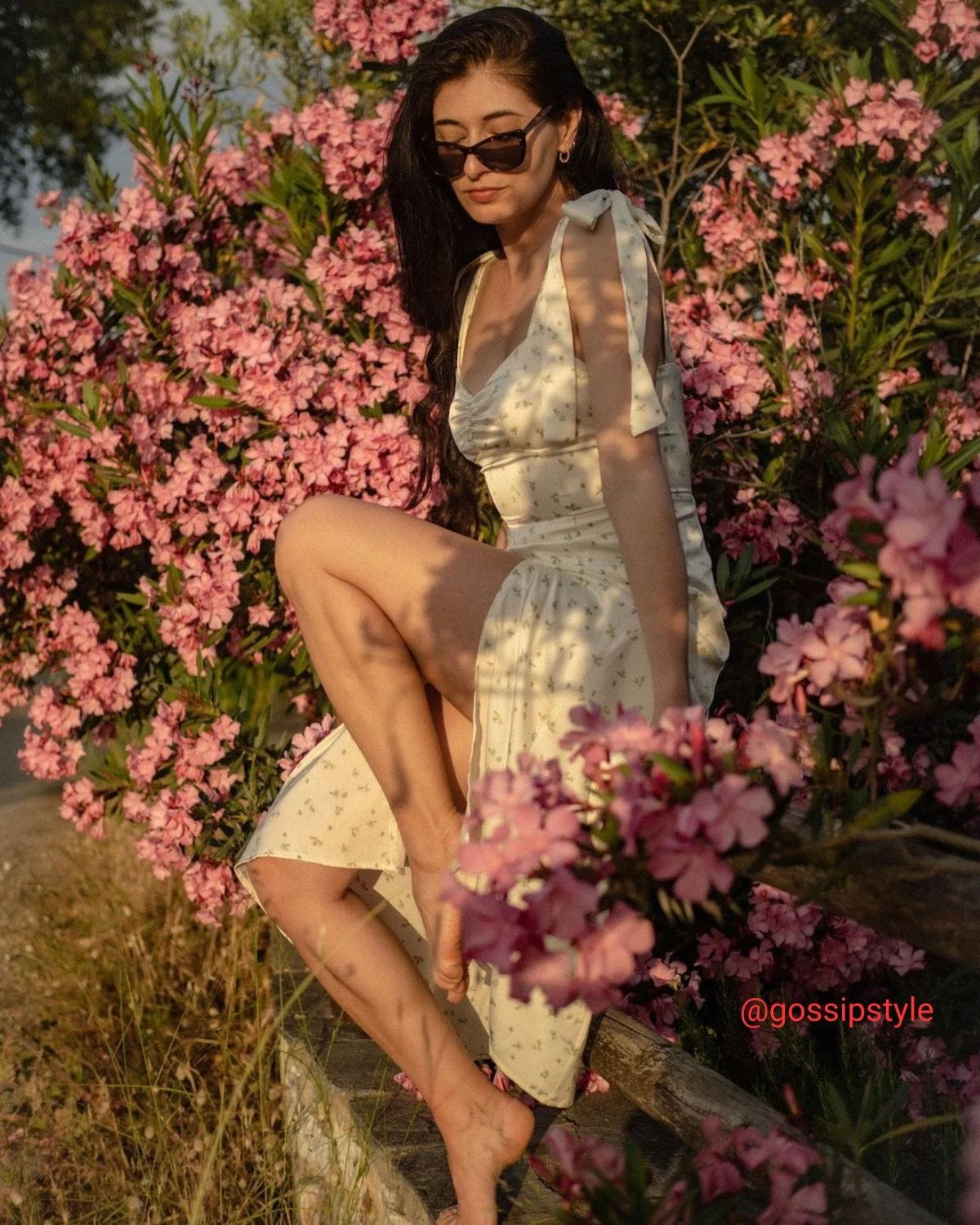 The Light Green Satin Floral Tie Strap Slit Midi Dress 6 The Light Green Satin Floral Tie Strap Slit Midi Dress - Image 6