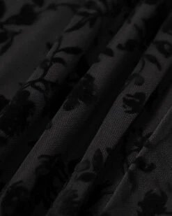 The Black Floral Flocked Mesh Slit Maxi Dress 15 The Black Floral Flocked Mesh Slit Maxi Dress -Outlet Dress Mix Up Store IMG 1710
