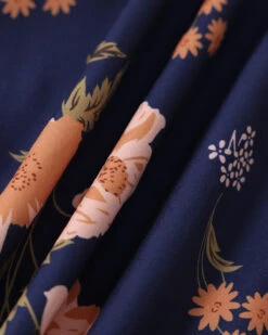 The Navy Lace Up Floral Ruched Midi Dress -Outlet Dress Mix Up Store IMG 2592