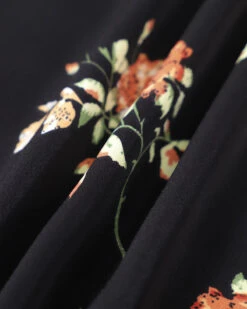 The Black Floral Ruched Tie Strap Slit Midi Dress -Outlet Dress Mix Up Store IMG 2617