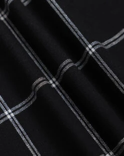 The Black Boat Neck Cotton Linen Plaid Mini Dress -Outlet Dress Mix Up Store IMG 5458