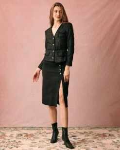 The V Neck Single-breasted Belted Jacket -Outlet Dress Mix Up Store RIHOAS0113