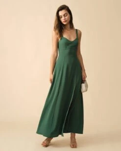 The Solid Color Side Slit Maxi Dress -Outlet Dress Mix Up Store RIHOAS0851 108532