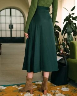 The Tie Waist High Waisted Satin Midi Skirt -Outlet Dress Mix Up Store RIHOAS0913