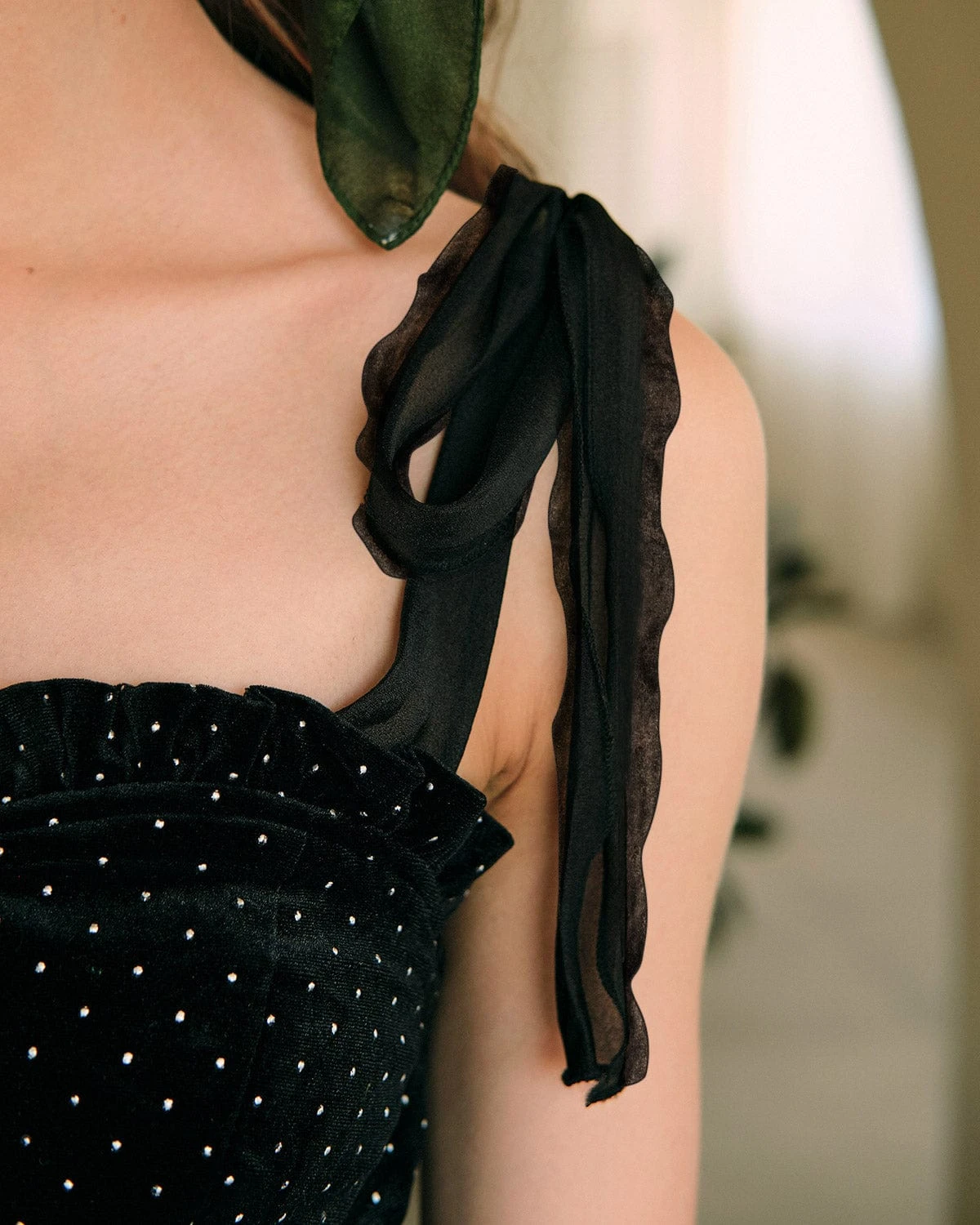 The Sweetheart Neck Rhinestone Tie Strap Top 3 The Sweetheart Neck Rhinestone Tie Strap Top - Image 3