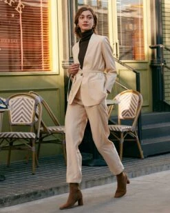 The Solid V Neck Knotted Blazer -Outlet Dress Mix Up Store RIHOAS169778 94494079 cebb 4db6 930a d3781198fac1