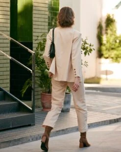 The Solid V Neck Knotted Blazer -Outlet Dress Mix Up Store RIHOAS169817