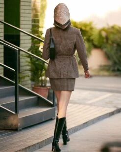 The V Neck Plaid Single Button Blazer -Outlet Dress Mix Up Store RIHOAS170491