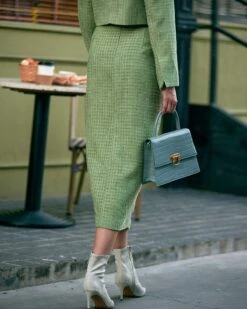 The High Waisted Slit Plaid Tweed Skirt -Outlet Dress Mix Up Store RIHOAS171428