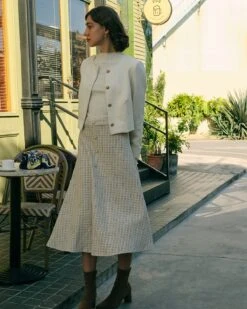 The Solid Cropped Tweed Jacket -Outlet Dress Mix Up Store RIHOAS3857