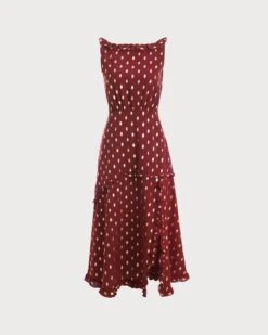 The Polka Dot Sleeveless Slit Midi Dress 13 The Polka Dot Sleeveless Slit Midi Dress -Outlet Dress Mix Up Store RW20941