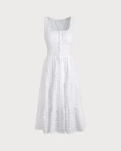 The Square Neck Tiered Hem Midi Dress 11 The Square Neck Tiered Hem Midi Dress -Outlet Dress Mix Up Store RW23784