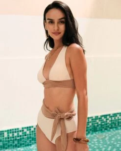 High Waisted Textured Knotted Bikini Bottom -Outlet Dress Mix Up Store bikini bottoms high waisted textured knotted bikini bottom 37512092352725