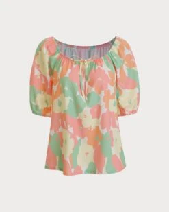 The Color Block Floral Blouses