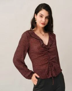 The Drawstring See-through Floral Blouse