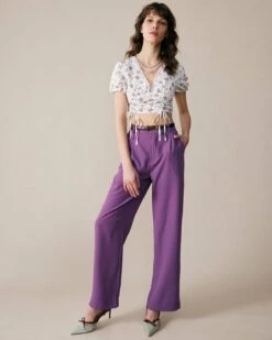 The Rose Print Drawstring Crop Blouse -Outlet Dress Mix Up Store blouses the rose print drawstring crop blouse 36891244003541