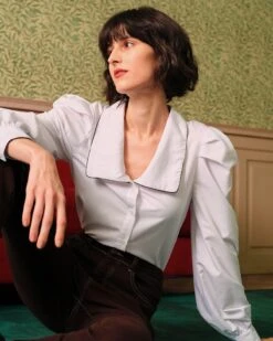 The Solid Ruched Sleeve Collared Blouse -Outlet Dress Mix Up Store ca01b6984160fd8408211c627111b3fe