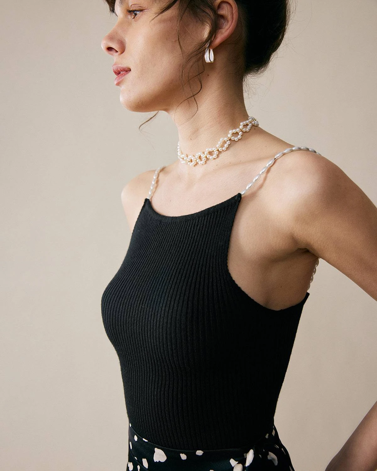 The Beaded Strap Ribbed Cami Top 2 The Beaded Strap Ribbed Cami Top - Image 2