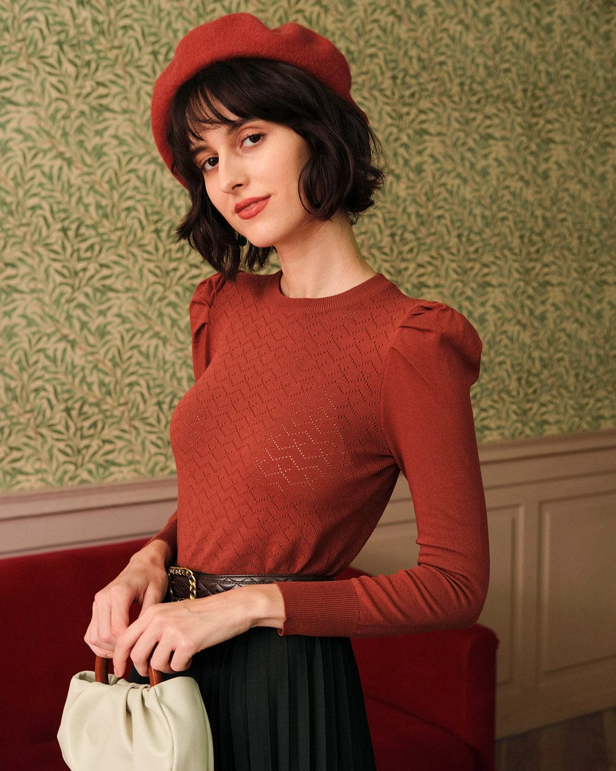 The Solid Puff Sleeve Slim-fitting Knit Top 1 The Solid Puff Sleeve Slim-fitting Knit Top