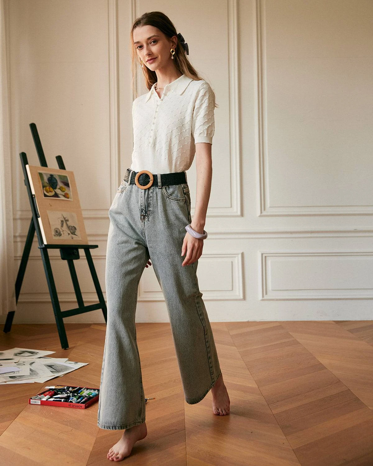 The Premium-fabric Vintage Wide-leg Flared Jeans 5 The Premium-fabric Vintage Wide-leg Flared Jeans - Image 5