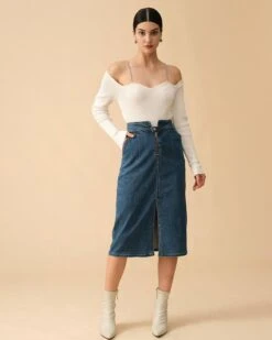 The Ribbed Chain Strap Long Sleeve Knit Top -Outlet Dress Mix Up Store knit tops the ribbed chain strap long sleeve knit top 38477716390101