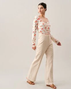 The Ribbed Floral Square Neck Knit Top -Outlet Dress Mix Up Store knit tops the ribbed floral square neck knit top 38325175288021