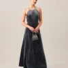 The Criss-cross Backless Velvet Maxi Dress