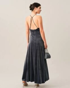 The Criss-cross Backless Velvet Maxi Dress -Outlet Dress Mix Up Store maxi dresses the criss cross backless velvet maxi dress 38315261984981
