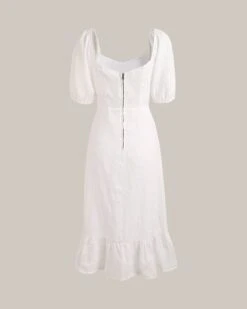 Puff Sleeve Split Hem Midi Dress -Outlet Dress Mix Up Store midi dresses puff sleeve split hem midi dress 37118234951893