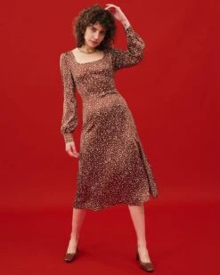 The Polka Dot Square Neckline Dress -Outlet Dress Mix Up Store midi dresses the polka dot square neckline dress 36596231667925