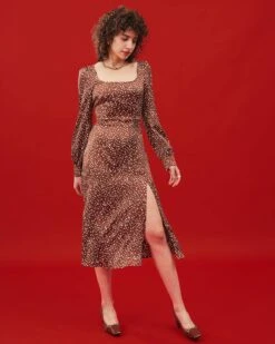 The Polka Dot Square Neckline Dress -Outlet Dress Mix Up Store midi dresses the polka dot square neckline dress 36596231733461