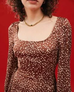 The Polka Dot Square Neckline Dress -Outlet Dress Mix Up Store midi dresses the polka dot square neckline dress 36596231831765