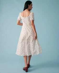 The Short Sleeve Floral Ruched Midi Dress -Outlet Dress Mix Up Store midi dresses the short sleeve floral ruched midi dress 37376880246997