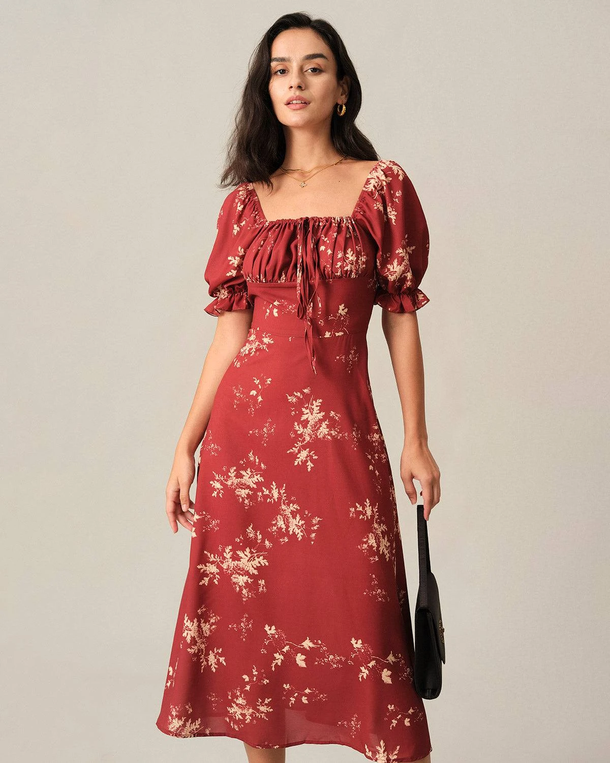 The Square Neck Floral Midi Dress 1 The Square Neck Floral Midi Dress
