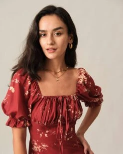 The Square Neck Floral Midi Dress 8 The Square Neck Floral Midi Dress -Outlet Dress Mix Up Store midi dresses the square neck floral midi dress 37681835376853