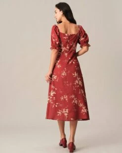 The Square Neck Floral Midi Dress 9 The Square Neck Floral Midi Dress -Outlet Dress Mix Up Store midi dresses the square neck floral midi dress 37681836720341