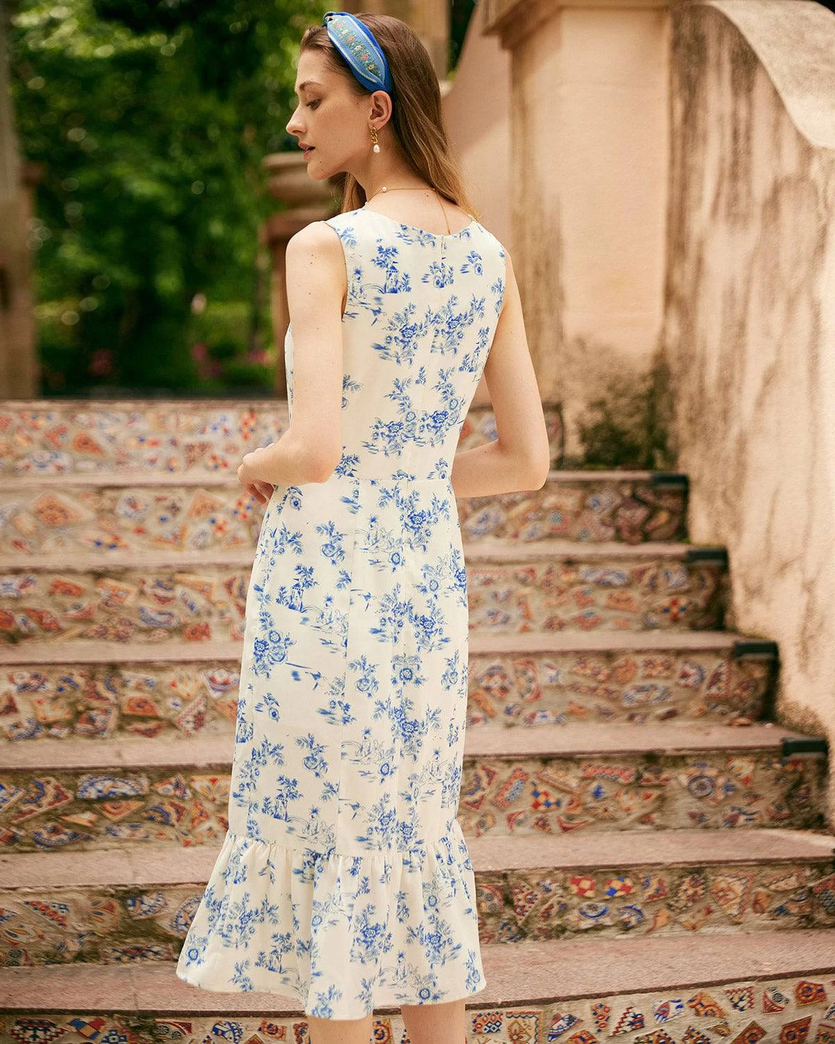 The Square Neck Ruffle Trim Midi Dress 5 The Square Neck Ruffle Trim Midi Dress - Image 5