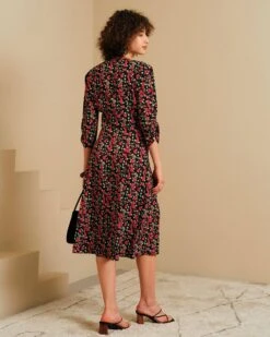 The V Neck Button Floral Midi Dress -Outlet Dress Mix Up Store midi dresses the v neck button floral midi dress 37775797780693